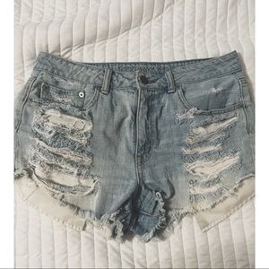American Eagle High Rise Festival Denim Shorts